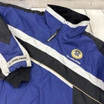 Vintage Polaris Snowmobile Jacket Mens Lg Blue 50TH Anniversary Check Y2K. Fixed Price $44.95.