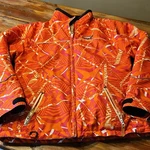 Castle Twist Special Edition Orange Pink Geometric Full Zip Jacket Women's Xl. Fixed Price $45.90.