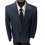 Vtg 70 Men's Bespoke Sport Coat Blue Sharkskin Jacket Peak Lapel Mod Blazer. Fixed Price $28.00.