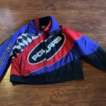 Vintage 90 Polaris Racing Jacket Men 2XL White & Blue Checkered Logo. Fixed Price $179.99.