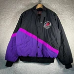 Vintage 1996 Polaris Black And Purple Zip Up Puffer Bomber Ski Jacket Small. Fixed Price $24.99.