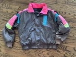 Vintage Slalom Ski Jacket Large Colorblock Puffy Windbreaker Made Usa Neon. Fixed Price $17.99.