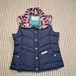 Vtg Obermeyer Women's Navy Blue Down Puffer Ski Vest Size Small - Goose Euc. Fixed Price $14.97.