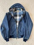 Vtg Carhartt Denim Hooded Jacket Mens Med JF848 Blue Plaid Flannel Lined 90S Usa. Fixed Price $239.99.