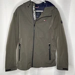 Tommy Hilfiger Men's Stretch Wind / Water Resistant Hood Jacket Lg Olive Green. Fixed Price $35.00.