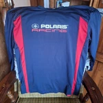 Polaris Shirt Mens Medium Blue Racing Long Sleeve Indy Snowmobile Jersey. Fixed Price $17.99.