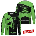 *sale* Custom Name Arctic Cat Logo Green Long Sleeve Shirt All Size S-5XL. Fixed Price $33.99.