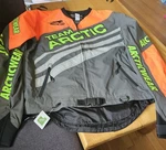 Arctic Cat Men's Sno-cross Uninsulated Snowmobile Jacket Green Orange. Fixed Price $184.99.