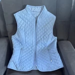 Women's Light Blue Quilted Diamond Zip Vest With Pockets, Sleeveless, Short. Fixed Price $12.50.
