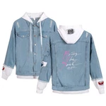 Women's Casual Cotton Thin Denim & Jersey Sleeves Trucker Jacket Coat With Hood. Fixed Price $12.99.