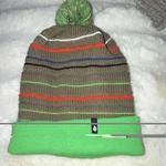 Volcom Striped Pom-pom Beanie Green Brown Orange White Blue Men's Hat. Fixed Price $15.00.