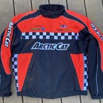 Youth Arctic Cat Snowmobile Jacket Coat Orange Nitro Size C14, Black Checkered. Fixed Price $54.99.