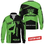 Custom Name Men's Arctic Cat Logo 3D Green Long Sleeve 1/4 Zip Shirts - All Size. Fixed Price $36.99.