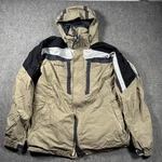 Columbia Omni-tech Interchange Jacket Mens Tall Lt Tan Black Hooded Ski Shell. Fixed Price $39.99.