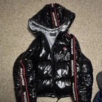Rockstar Original Woman Black Hooded Full Zip Puffer Jacket Size 42" Chest. Fixed Price $30.00.