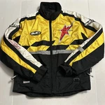 Hjc Avs Snowmobile Racing Cirotech Yellow Puffy Ski Jacket Coat Mens Medium. Fixed Price $60.00.