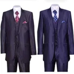 Men's Button Solid Wool Feel Sharkskin Slim Fit Suits With Vest & Pants 5702V5. Fixed Price $99.19.