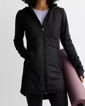 Tek Gear Women's Black Hooded Mixed Media Long Jacket (WT5FV203RS) Sizes S/m-nwt. Fixed Price $29.99.