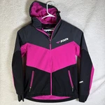 Fxr Fresh Softshell Jacket Womens Sz 10 Medium Pink Black Hooded Snowmobile. Fixed Price $59.99.