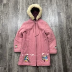 Vintage Northern Sun Alaska Arctic Inuit Embroidered Wool Coat Jacket Pink Sz. Fixed Price $149.99.