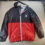 Spyder Jacket Mens Large Black Red Hooded Windbreaker Full Zip Mesh Lined Ski. Fixed Price $38.24.
