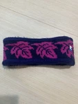 Vtg Turtle Fur Kids Head Band Ear Warmer Fuchsia Leaves & Blue Fleece Usa 18". Fixed Price $19.99.