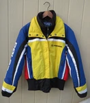 Vintage Ladies Polaris Snowmobile Jacket Size Medium Blue Yellow Red Coat. Fixed Price $62.00.